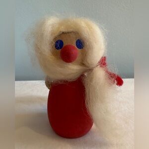 Vintage Swiss Made Red Wooden Doll with Blonde Hair